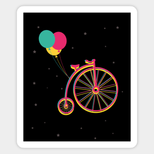 Vintage Flying Bike on Space Sticker